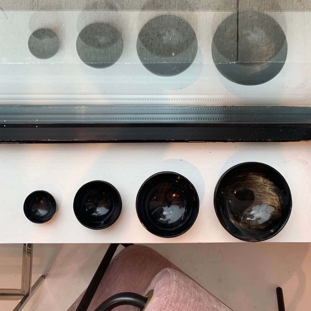 Set of four horn bowls